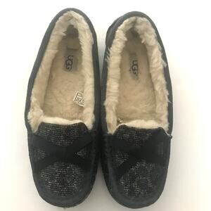 Ugg Wool Shearling-Lined Navy Slipper with Metallic Threads Women's Euro Size 38